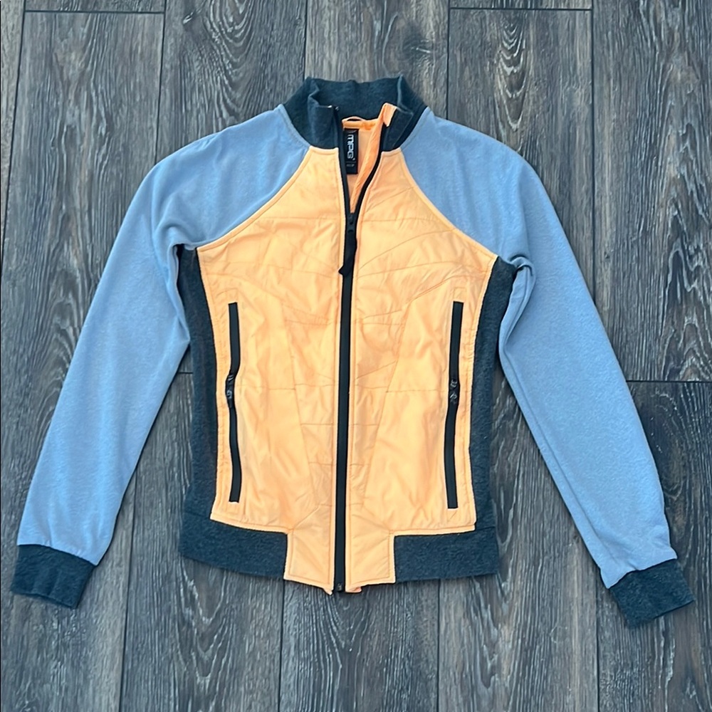 MPG Womens Zip Up Performance Jacket Size XS Orange Gray